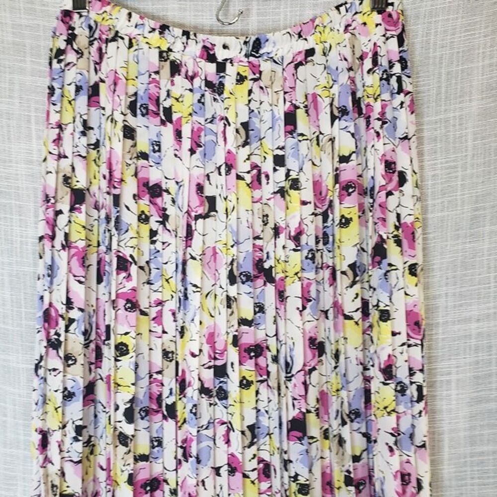 Beautiful Dana Buchman  Pink Floral Pleated Midi Skirt womens size M medium